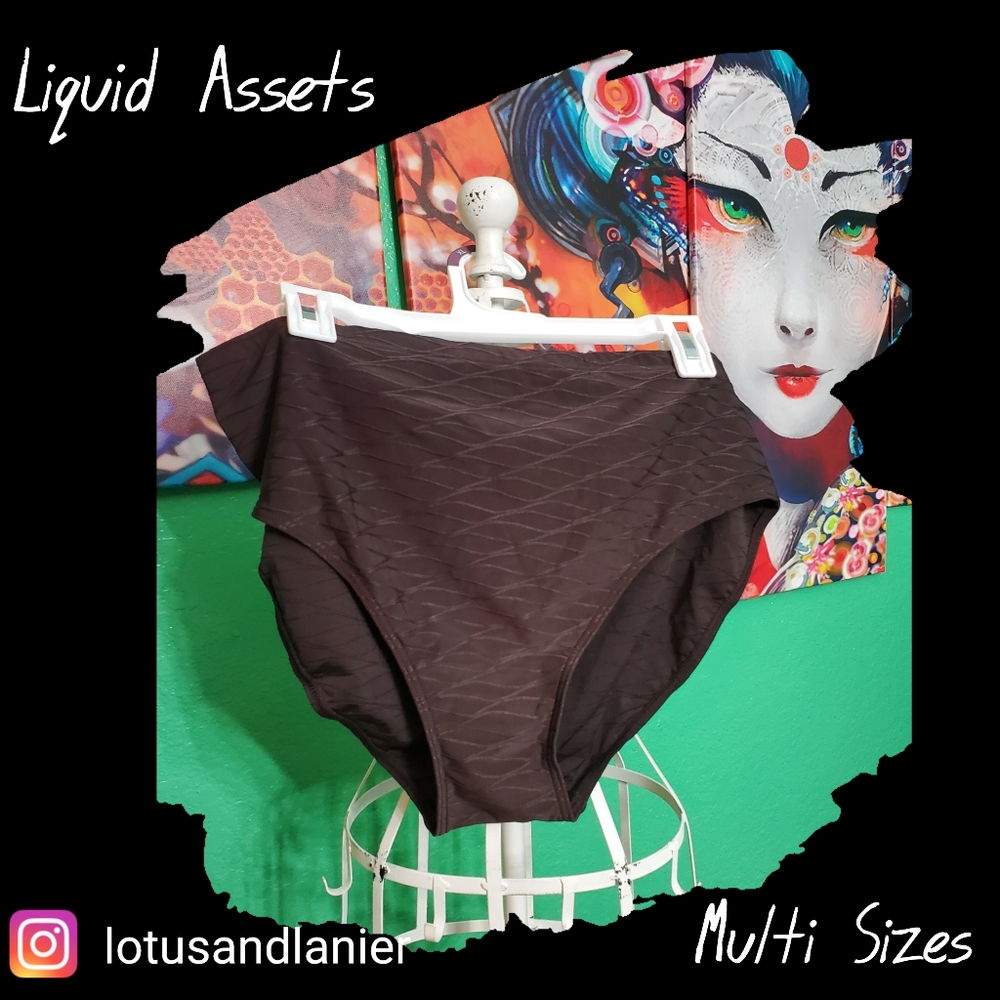 Bikini Bay Liquid Assets Textured Full Brown Bikini Bottoms Multi Sizes